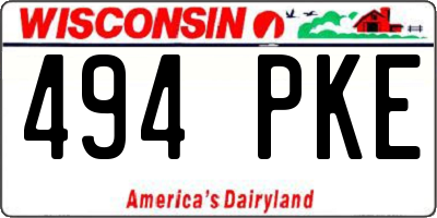 WI license plate 494PKE