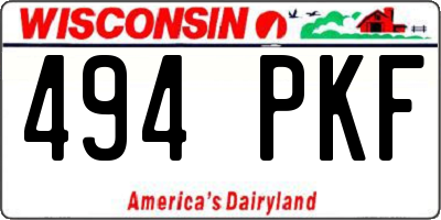 WI license plate 494PKF