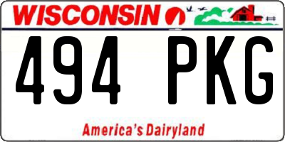 WI license plate 494PKG
