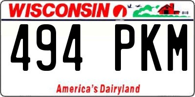 WI license plate 494PKM