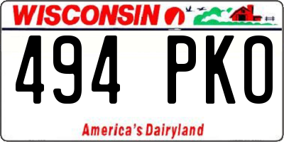 WI license plate 494PKO