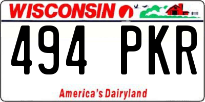 WI license plate 494PKR