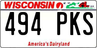 WI license plate 494PKS