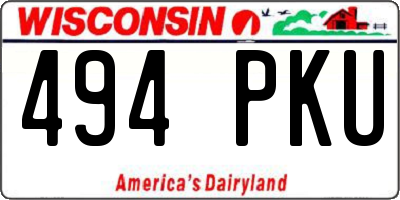 WI license plate 494PKU
