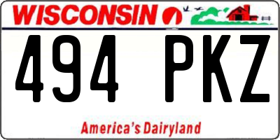WI license plate 494PKZ