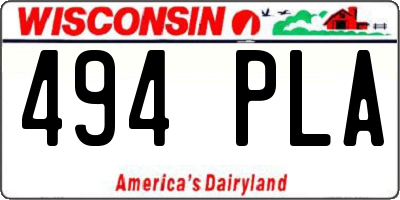 WI license plate 494PLA
