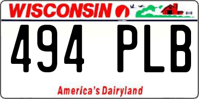 WI license plate 494PLB