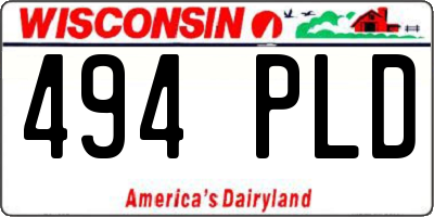 WI license plate 494PLD
