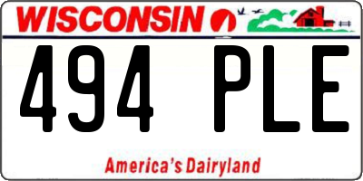 WI license plate 494PLE