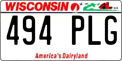 WI license plate 494PLG