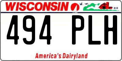 WI license plate 494PLH