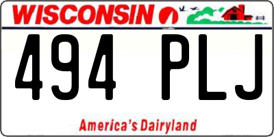 WI license plate 494PLJ