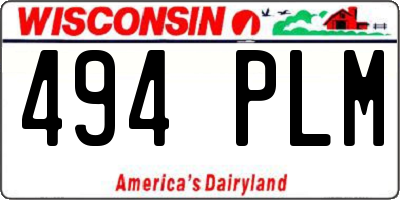 WI license plate 494PLM