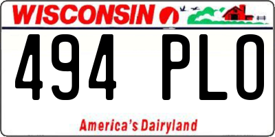 WI license plate 494PLO