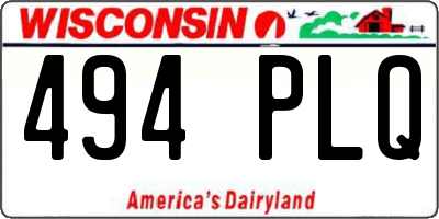 WI license plate 494PLQ