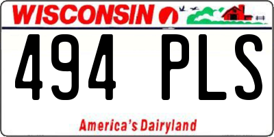 WI license plate 494PLS