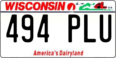 WI license plate 494PLU