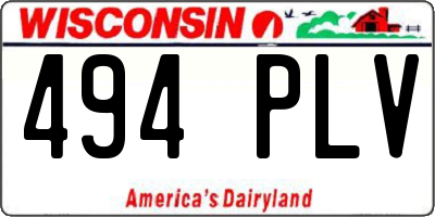 WI license plate 494PLV