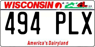 WI license plate 494PLX