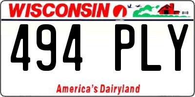 WI license plate 494PLY