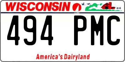 WI license plate 494PMC