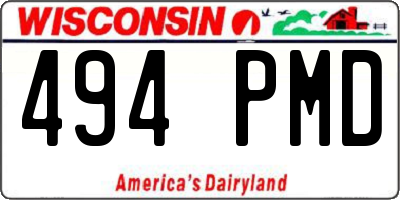 WI license plate 494PMD