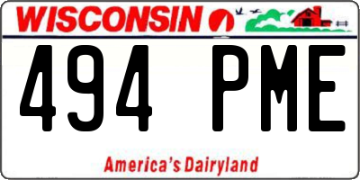 WI license plate 494PME