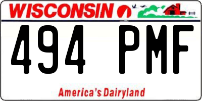 WI license plate 494PMF