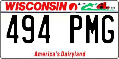 WI license plate 494PMG