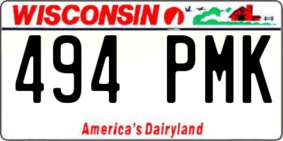 WI license plate 494PMK