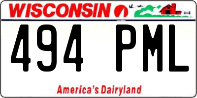 WI license plate 494PML