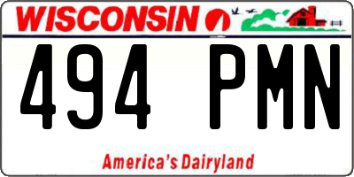 WI license plate 494PMN