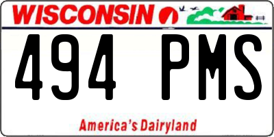 WI license plate 494PMS