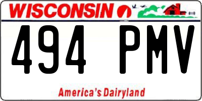 WI license plate 494PMV