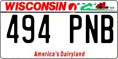WI license plate 494PNB