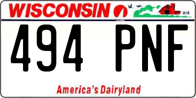 WI license plate 494PNF