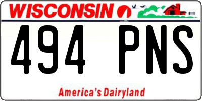 WI license plate 494PNS