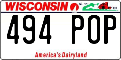 WI license plate 494POP