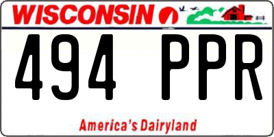 WI license plate 494PPR
