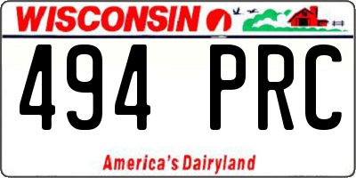 WI license plate 494PRC