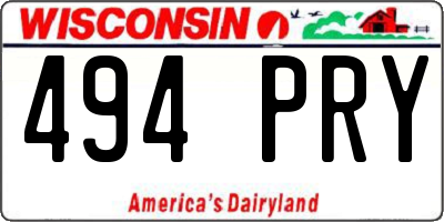 WI license plate 494PRY