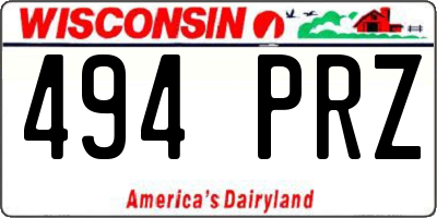 WI license plate 494PRZ