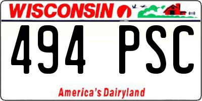 WI license plate 494PSC
