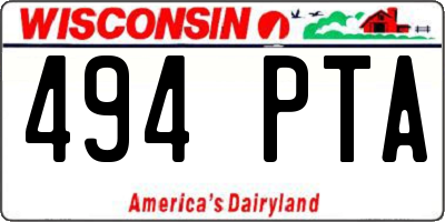 WI license plate 494PTA