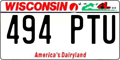 WI license plate 494PTU