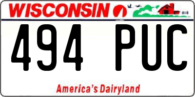 WI license plate 494PUC