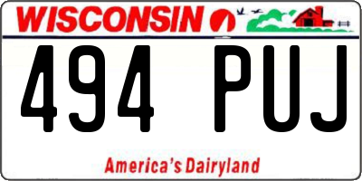 WI license plate 494PUJ