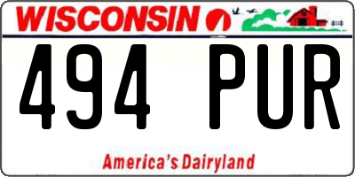 WI license plate 494PUR