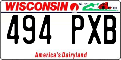 WI license plate 494PXB