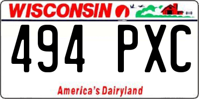 WI license plate 494PXC
